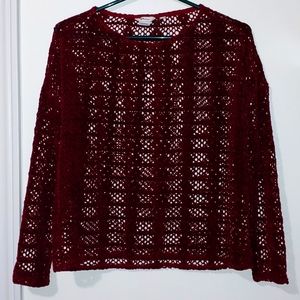 Maroon knit long sleeve top